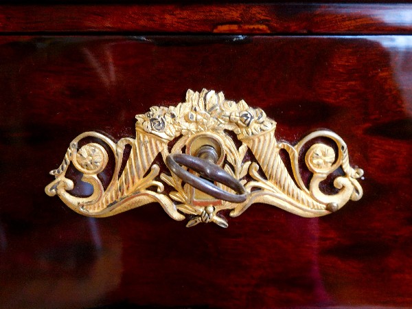 Empire travel or officer piece of furniture : mahogany and ormolu commode console - France circa 1810