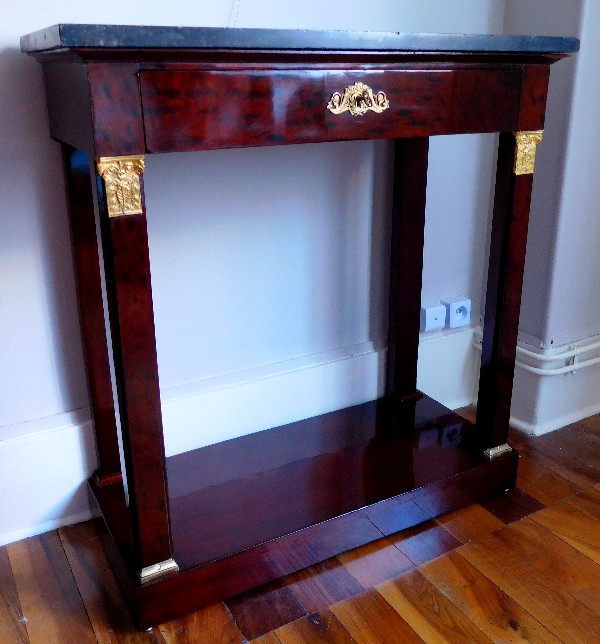 Empire travel or officer piece of furniture : mahogany and ormolu commode console - France circa 1810