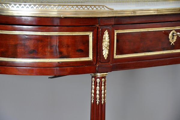 Console desserte demi-lune en acajou, époque Louis XVI