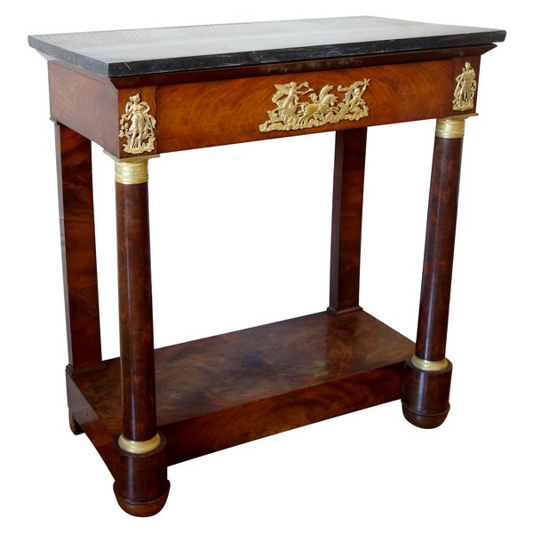 Small Empire mahogany console, mercury gilt bronze, early 19th century