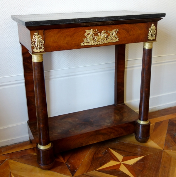 Small Empire mahogany console, mercury gilt bronze, early 19th century