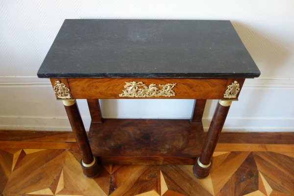 Small Empire mahogany console, mercury gilt bronze, early 19th century