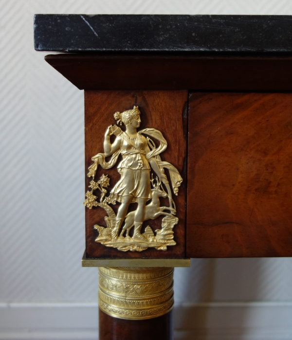 Small Empire mahogany console, mercury gilt bronze, early 19th century