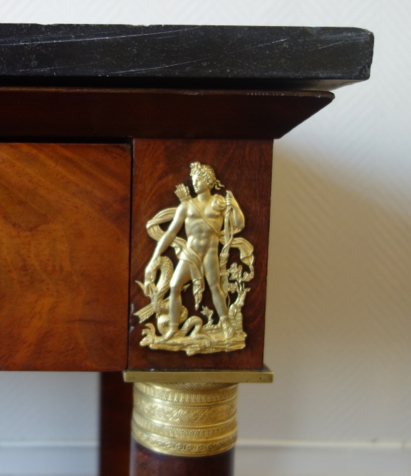 Small Empire mahogany console, mercury gilt bronze, early 19th century