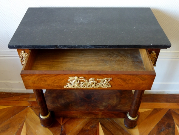 Small Empire mahogany console, mercury gilt bronze, early 19th century