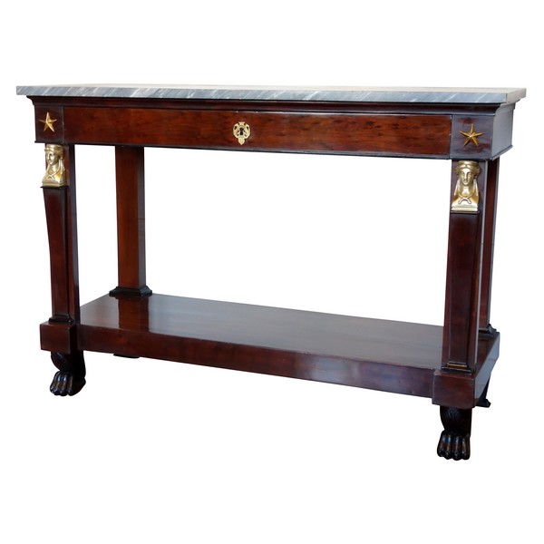 French Consulate mahogany and ormolu console, early 19th century circa 1800