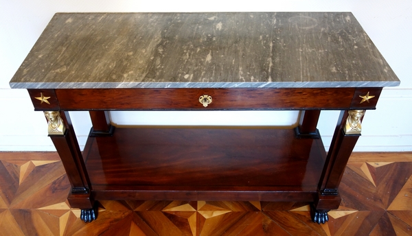 French Consulate mahogany and ormolu console, early 19th century circa 1800