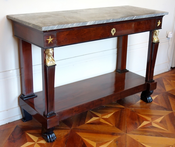 French Consulate mahogany and ormolu console, early 19th century circa 1800