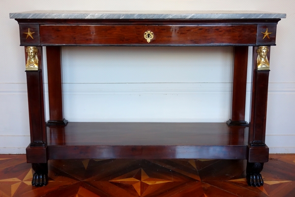 French Consulate mahogany and ormolu console, early 19th century circa 1800