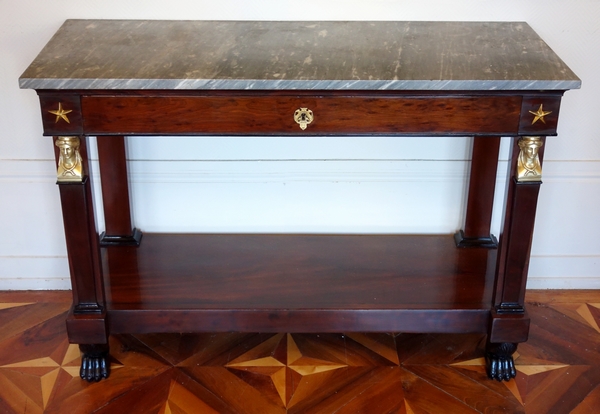 French Consulate mahogany and ormolu console, early 19th century circa 1800