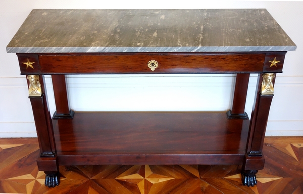 French Consulate mahogany and ormolu console, early 19th century circa 1800