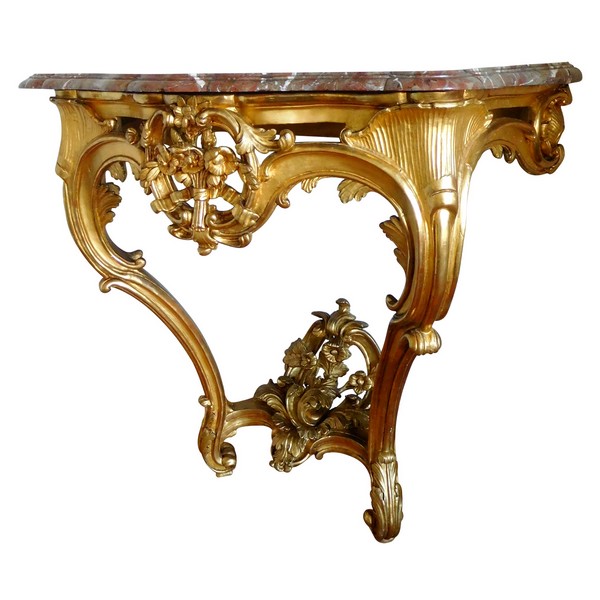 Louis XV gilt wood console, France, 18th century circa 1760