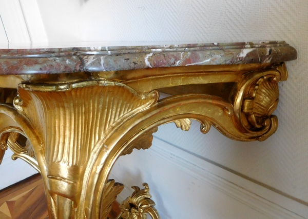 Louis XV gilt wood console, France, 18th century circa 1760