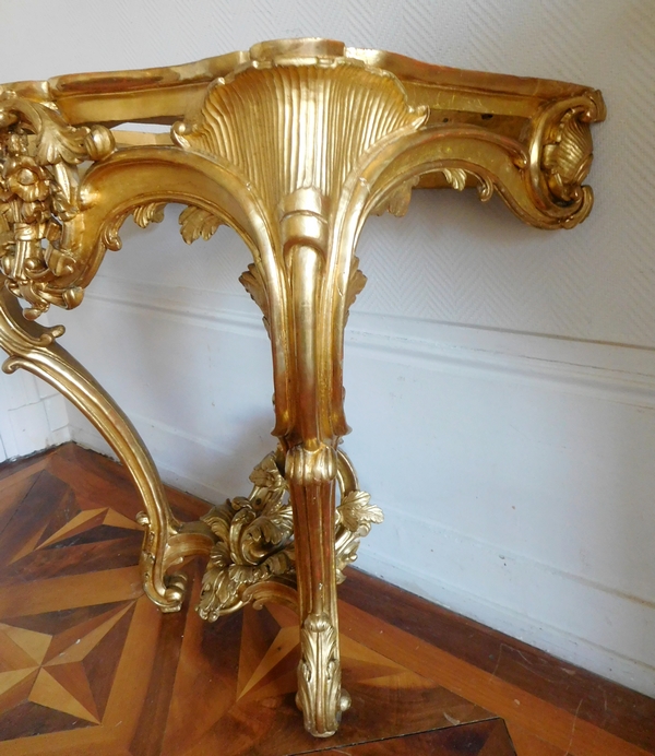 Louis XV gilt wood console, France, 18th century circa 1760