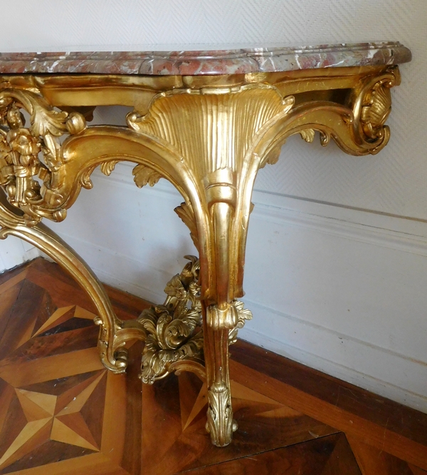 Louis XV gilt wood console, France, 18th century circa 1760