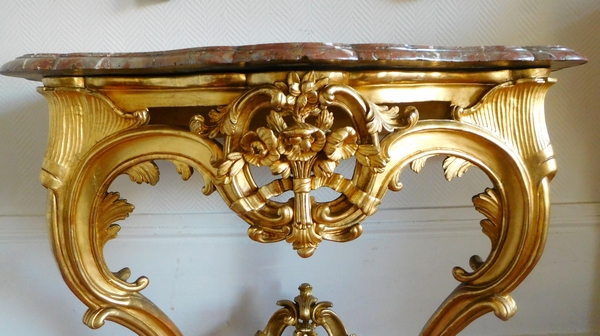 Louis XV gilt wood console, France, 18th century circa 1760