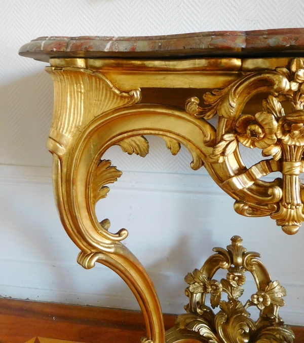 Louis XV gilt wood console, France, 18th century circa 1760