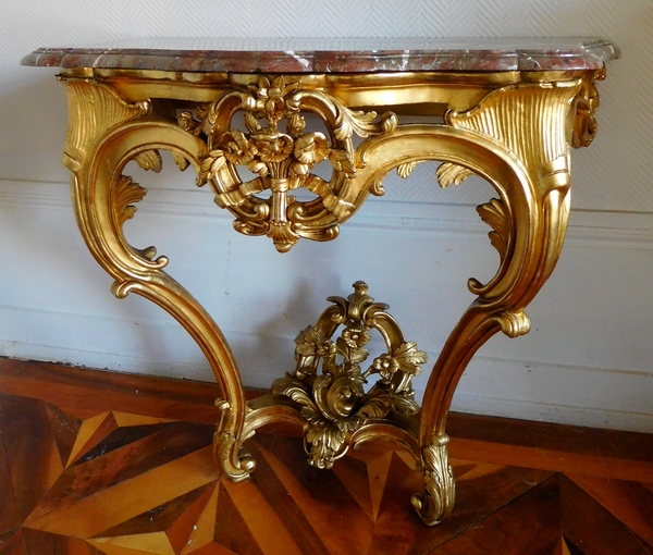 Louis XV gilt wood console, France, 18th century circa 1760