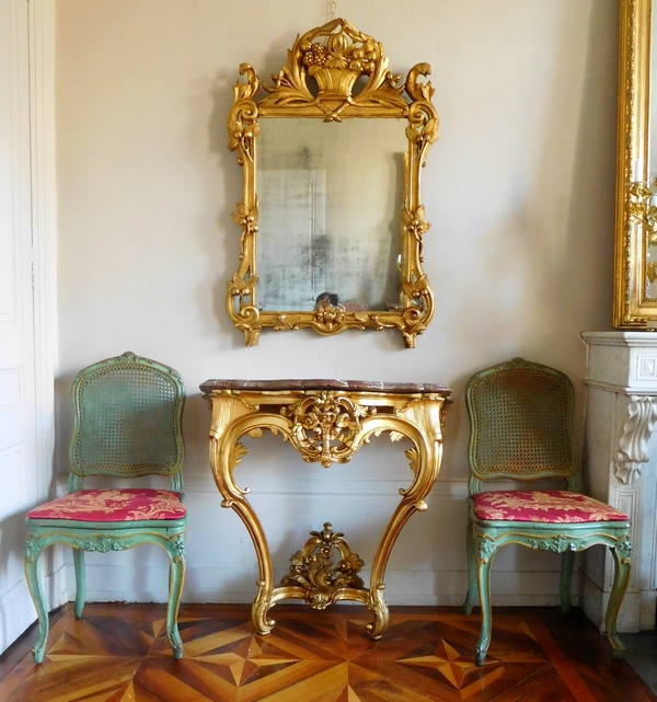 Console d'applique en bois doré d'époque Louis XV, vers 1760