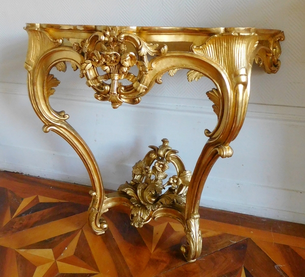 Louis XV gilt wood console, France, 18th century circa 1760