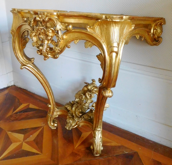 Louis XV gilt wood console, France, 18th century circa 1760