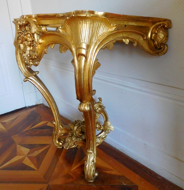 Louis XV gilt wood console, France, 18th century circa 1760