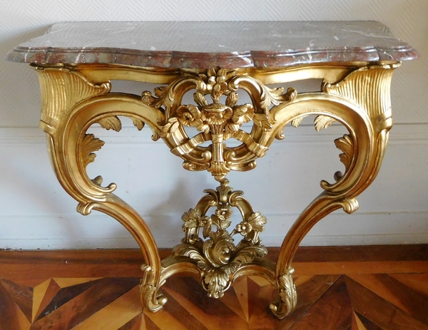 Console d'applique en bois doré d'époque Louis XV, vers 1760