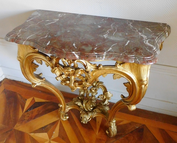 Console d'applique en bois doré d'époque Louis XV, vers 1760