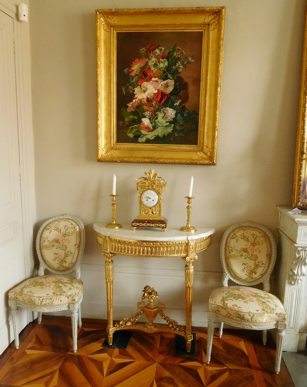 Console d'applique d'époque Louis XVI en bois sculpté et doré à la feuille d'or vers 1780