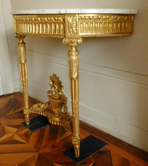 Console d'applique d'époque Louis XVI en bois sculpté et doré à la feuille d'or vers 1780