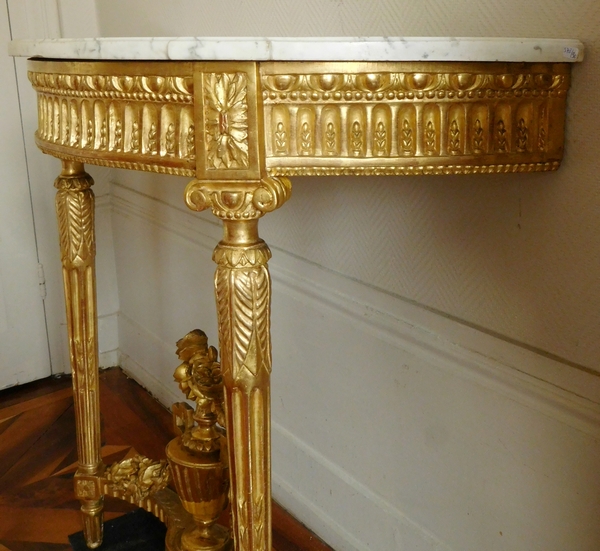 Console d'applique d'époque Louis XVI en bois sculpté et doré à la feuille d'or vers 1780