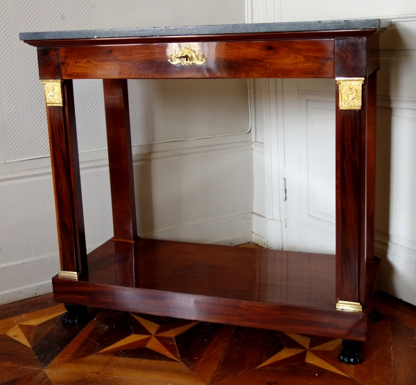 Console d'époque Consulat Empire en acajou et bronzes dorés au mercure