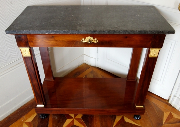 Console d'époque Consulat Empire en acajou et bronzes dorés au mercure