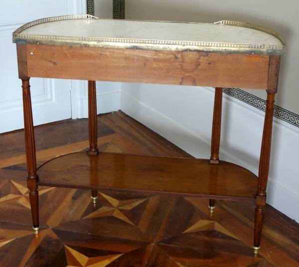 Console desserte demi-lune en acajou, époque Louis XVI