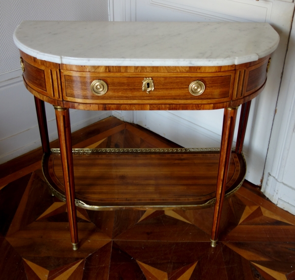 Louis XVI marquetry half-moon-shaped console - 18th century circa 1780