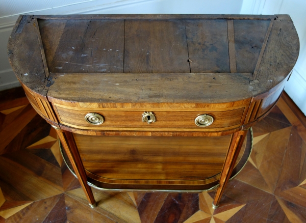 Console demi-lune d'époque Louis XVI en marqueterie, XVIIIe siècle vers 1780