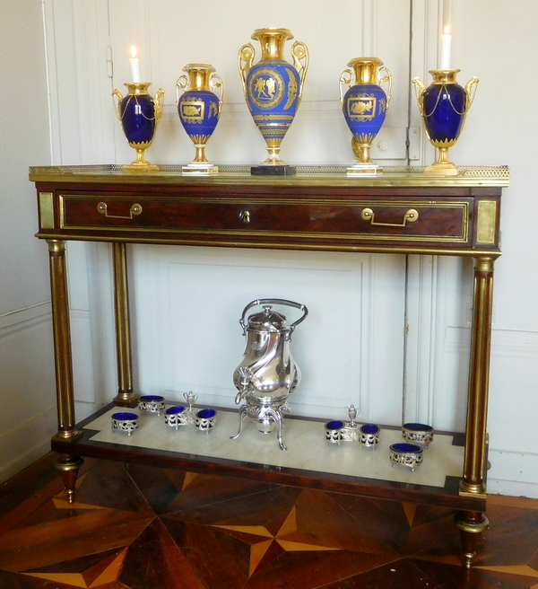 Louis XVI mahogany and ebony console, late 18th century