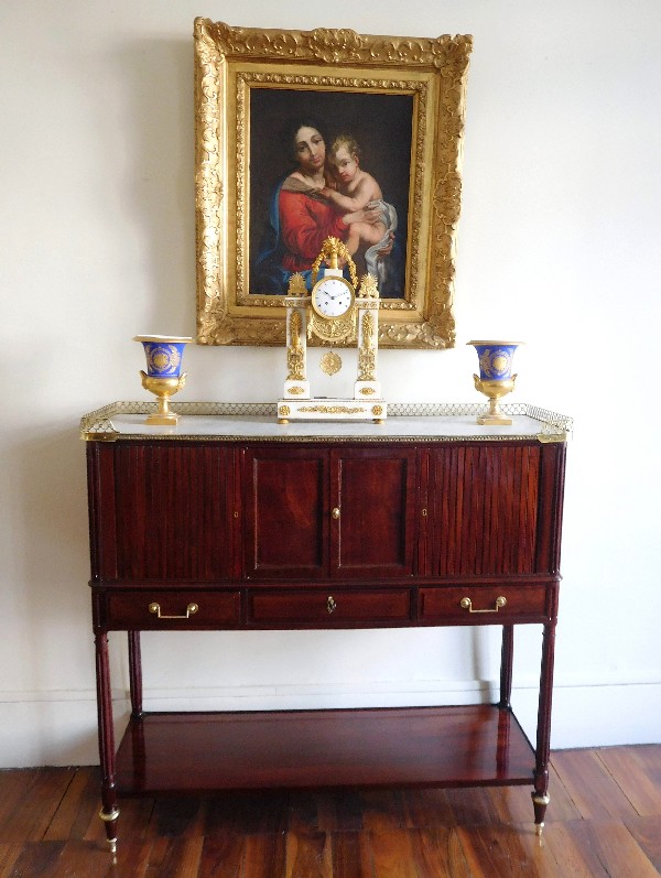 Console desserte en acajou d'époque Louis XVI, fin XVIIIe siècle
