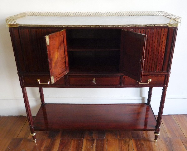 Console desserte en acajou d'époque Louis XVI, fin XVIIIe siècle