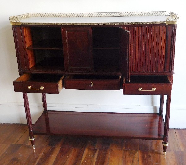 Console desserte en acajou d'époque Louis XVI, fin XVIIIe siècle