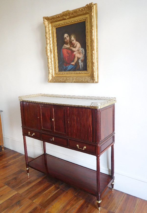 Console desserte en acajou d'époque Louis XVI, fin XVIIIe siècle