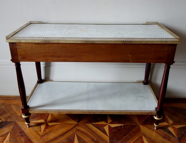 Nicolas Grevenich : grande console desserte en acajou et bronze doré - fin de l'époque Louis XVI