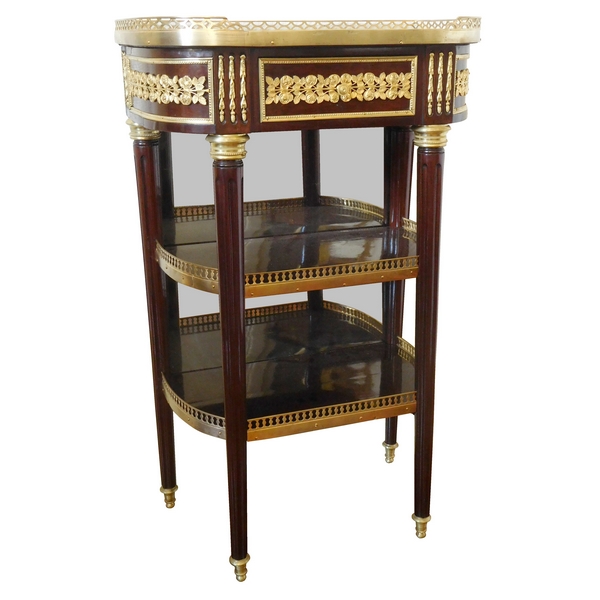 Petite console Louis XVI Directoire en acajou, garniture de bronze doré au mercure fin XVIIIe