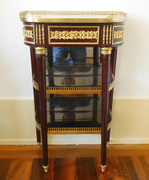 Petite console Louis XVI Directoire en acajou, garniture de bronze doré au mercure fin XVIIIe