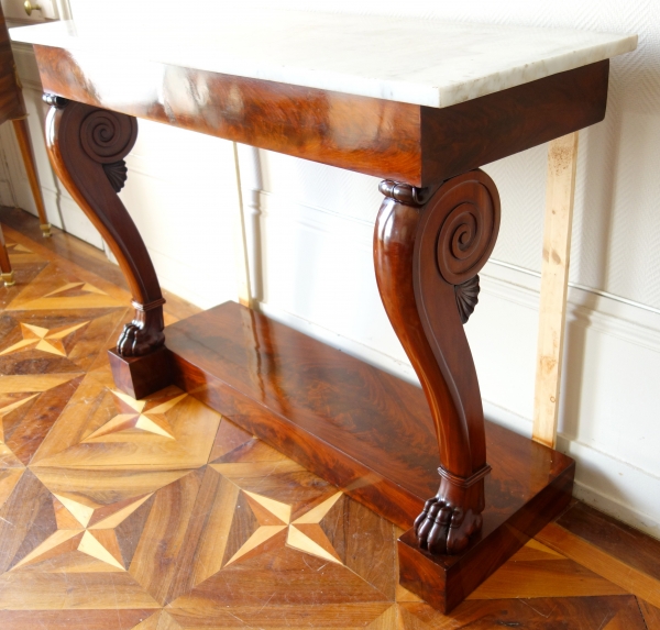 Empire mahogany wall console, claw feet shaped, attributed to Bellange - 19th century circa 1820