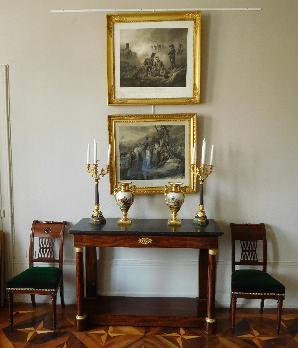 Large mahogany and ormolu console, French Empire period circa 1810 - 130cm