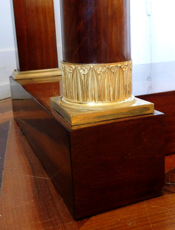 Empire mahogany console, early 19th century, mercury gilt ormolu ornamentation