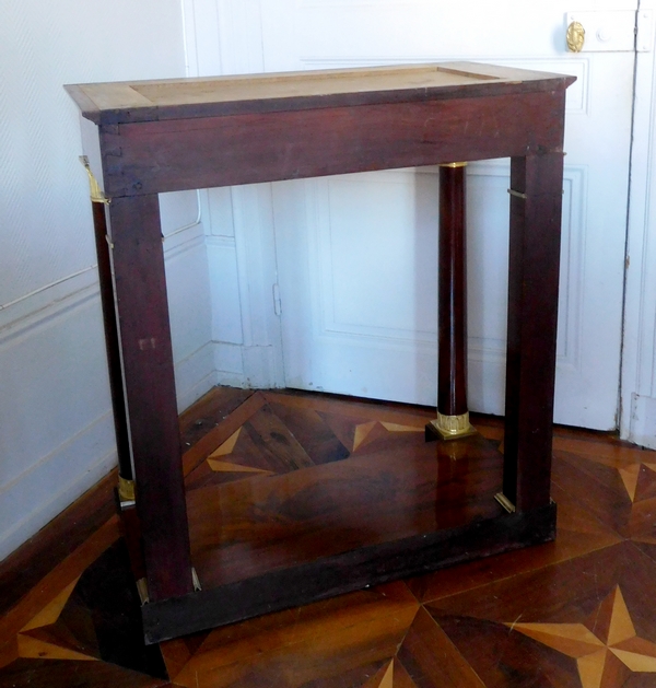 Empire mahogany console, early 19th century, mercury gilt ormolu ornamentation