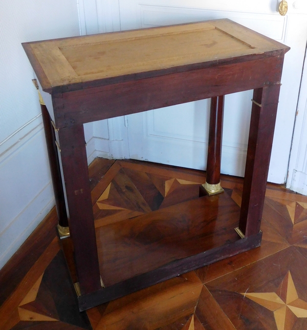 Empire mahogany console, early 19th century, mercury gilt ormolu ornamentation