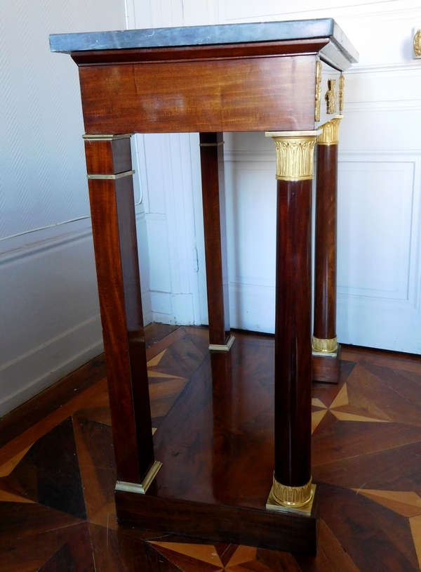 Empire mahogany console, early 19th century, mercury gilt ormolu ornamentation